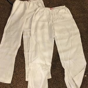 Linen White Pants.  Poms